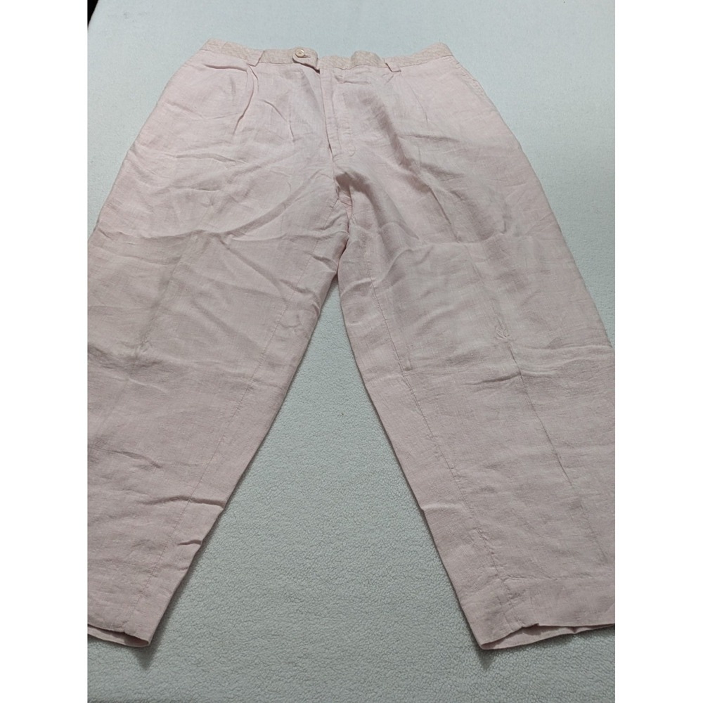 VTG Inserch Pants Mens 38 Pale Pink 100% Linen Hopsack Pleated
